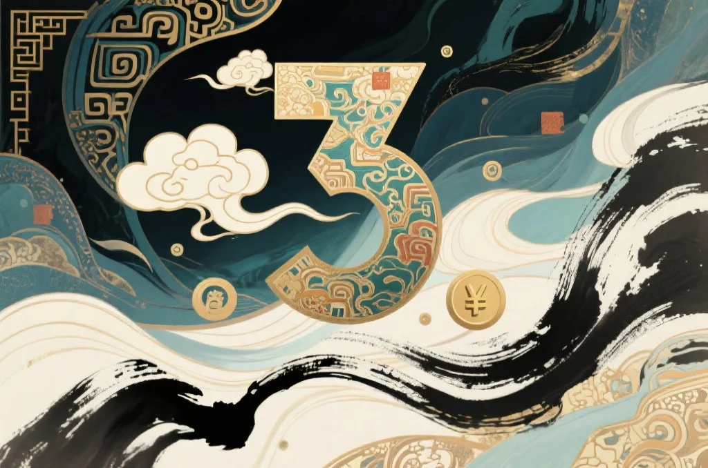 数字与中国传统文化元素的抽象融合